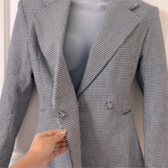 H&M Houndstooth Blazer US 4 Black and White Career Business Casual NWT - Picture 7 of 7